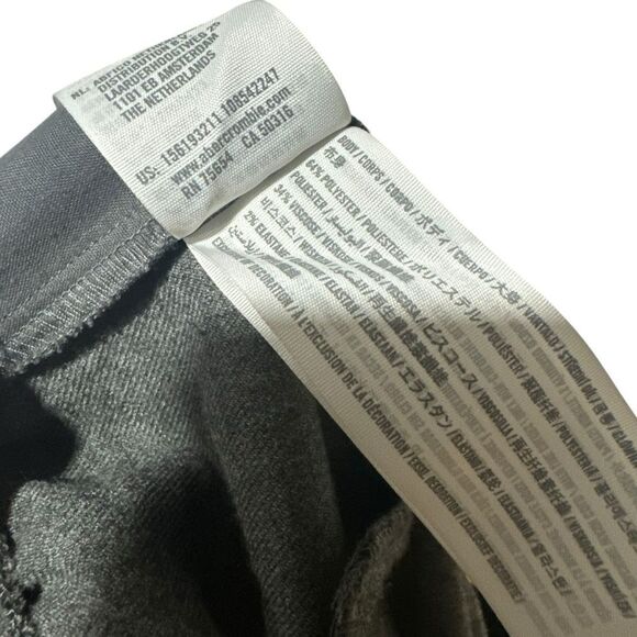 Abercrombie & Fitch Gray Dress Pants with Straight-Leg Cut Pull-On Baggy Trouser - Picture 12 of 14